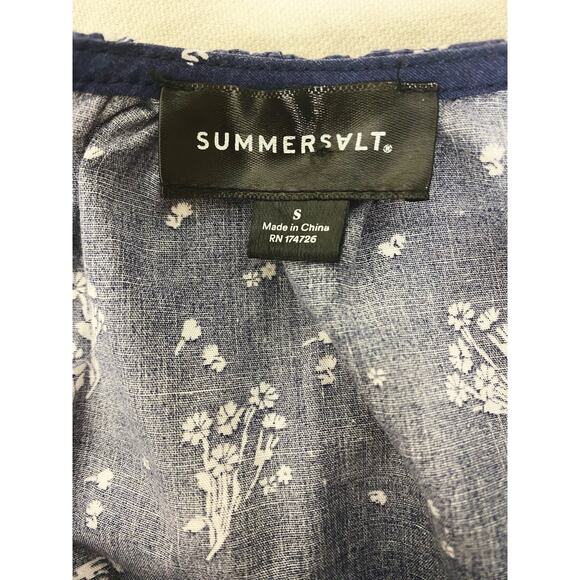 SUMMERSALT Navy Cotton Ditzy Floral Puff Sleeve Dress US SMALL - Picture 13 of 15